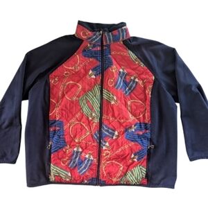 Vintage 90s Ralph Lauren Active Equestrian Scarf Print Quilted Jacket XL